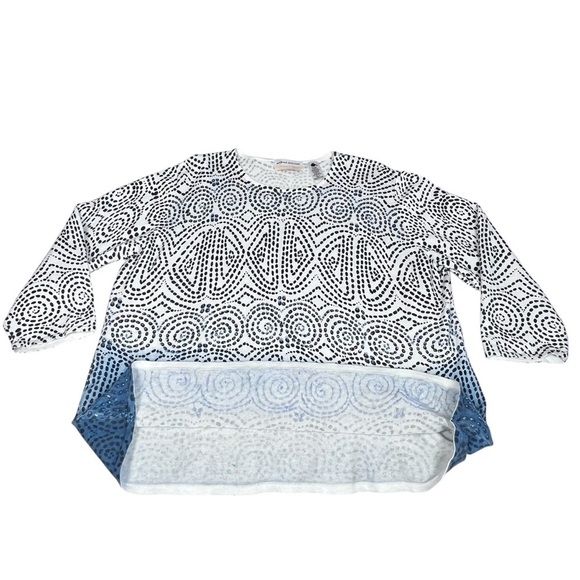 ALFRED DUNNER Woman Blue White Black Swirl Sequins Sweater Top Women's 2X - Picture 9 of 16